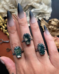 Moss Agate Petite Coffin Ring