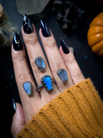 Labradorite Petite Coffin Ring - Custom Sized