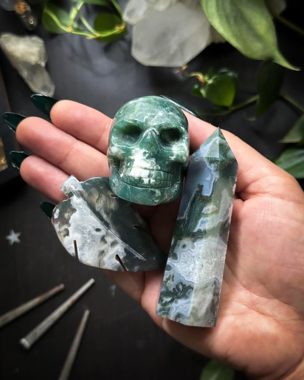 Moss Agate Crystal Bundle