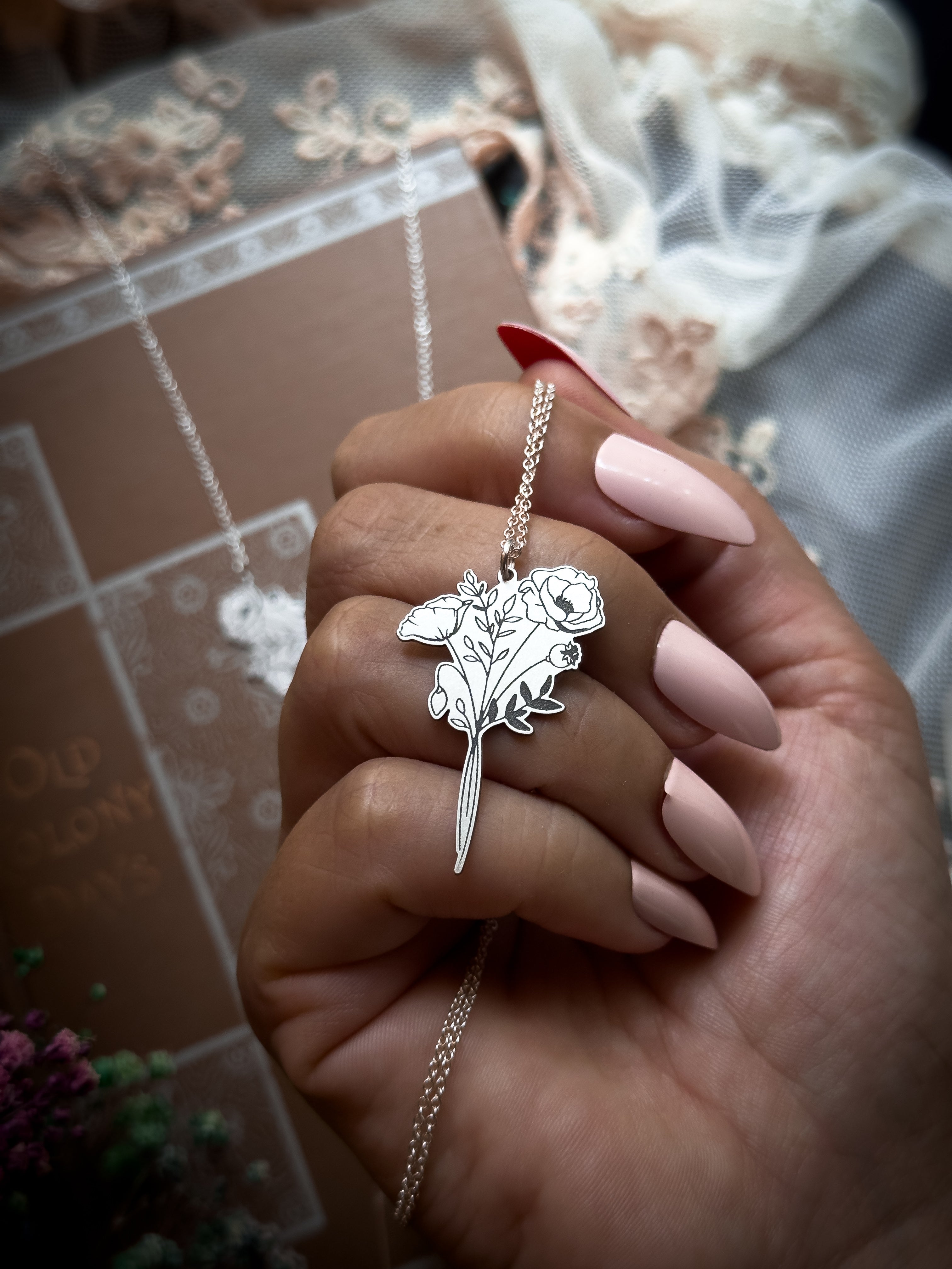 August Birth Flower Necklace