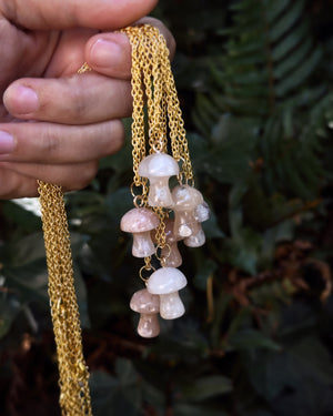 Flower Agate Mushroom Necklace