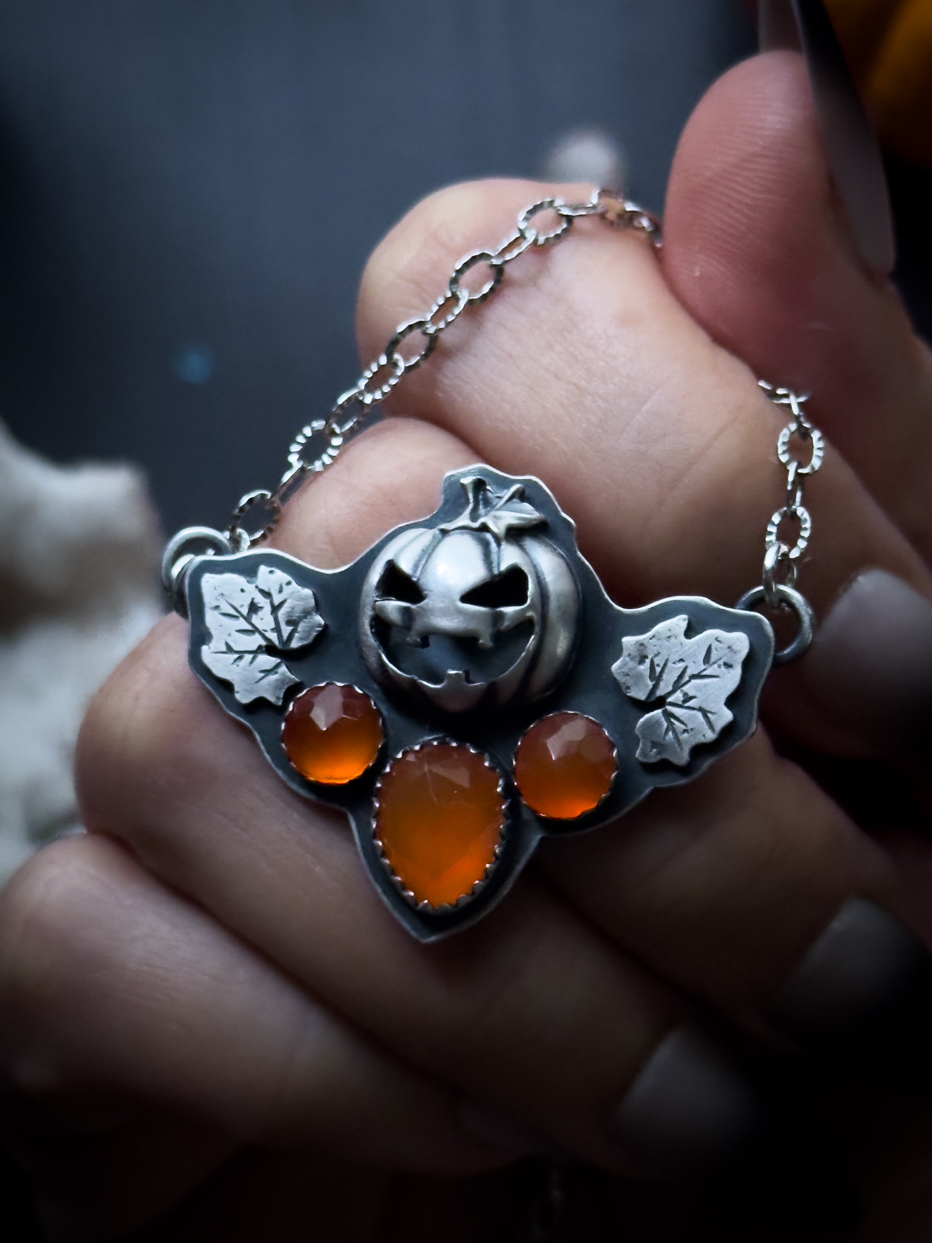 Mischievous Jack-O-Lantern Necklace