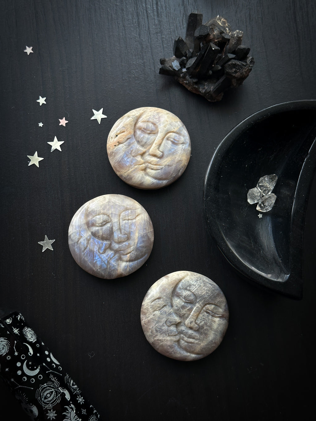 Belomorite Moonstone Eclipse Carvings