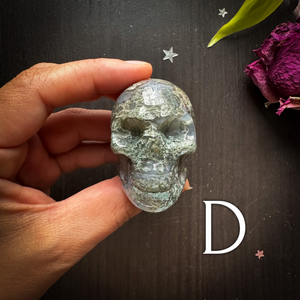 Moss Agate Skulls
