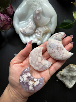 Flower Agate Crescent Moons