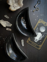 Silver Sheen Obsidian Moon Offering Bowls