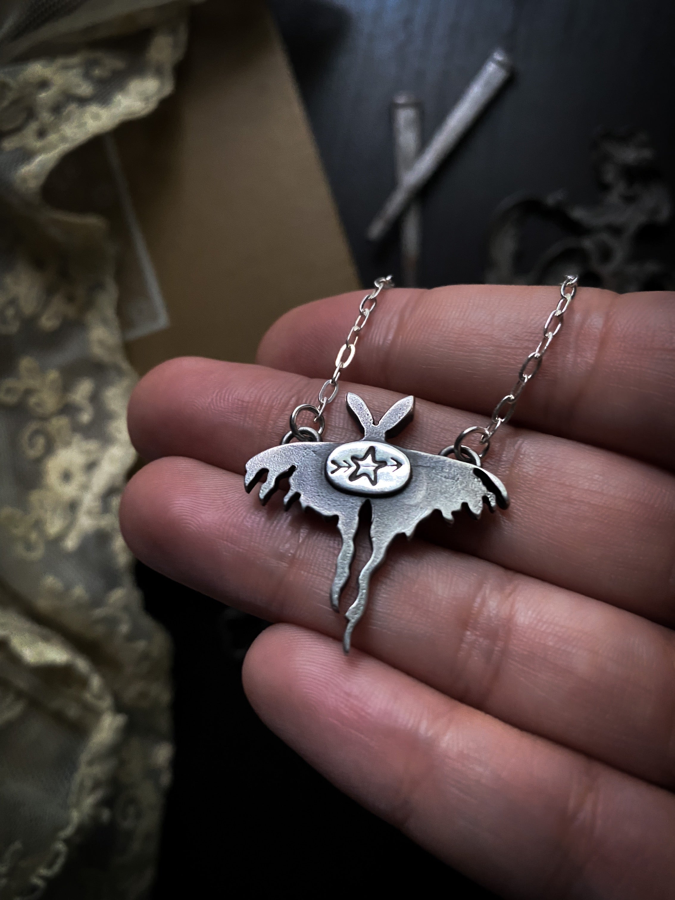Amazon.com: Two Cups Sterling Silver Luna Moth Necklace • Moth Jewelry •  Bug Jewelry • Intuition Jewelry • Entomologist Jewelry • Butterfly Charm •  Transformation • New Beginnings: Clothing, Shoes & Jewelry