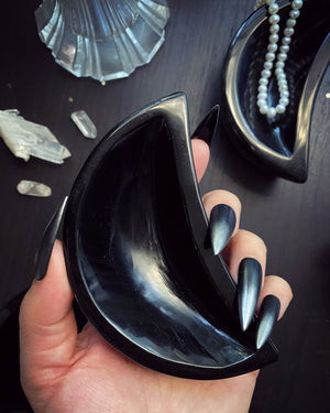 Silver Sheen Obsidian Moon Offering Bowls