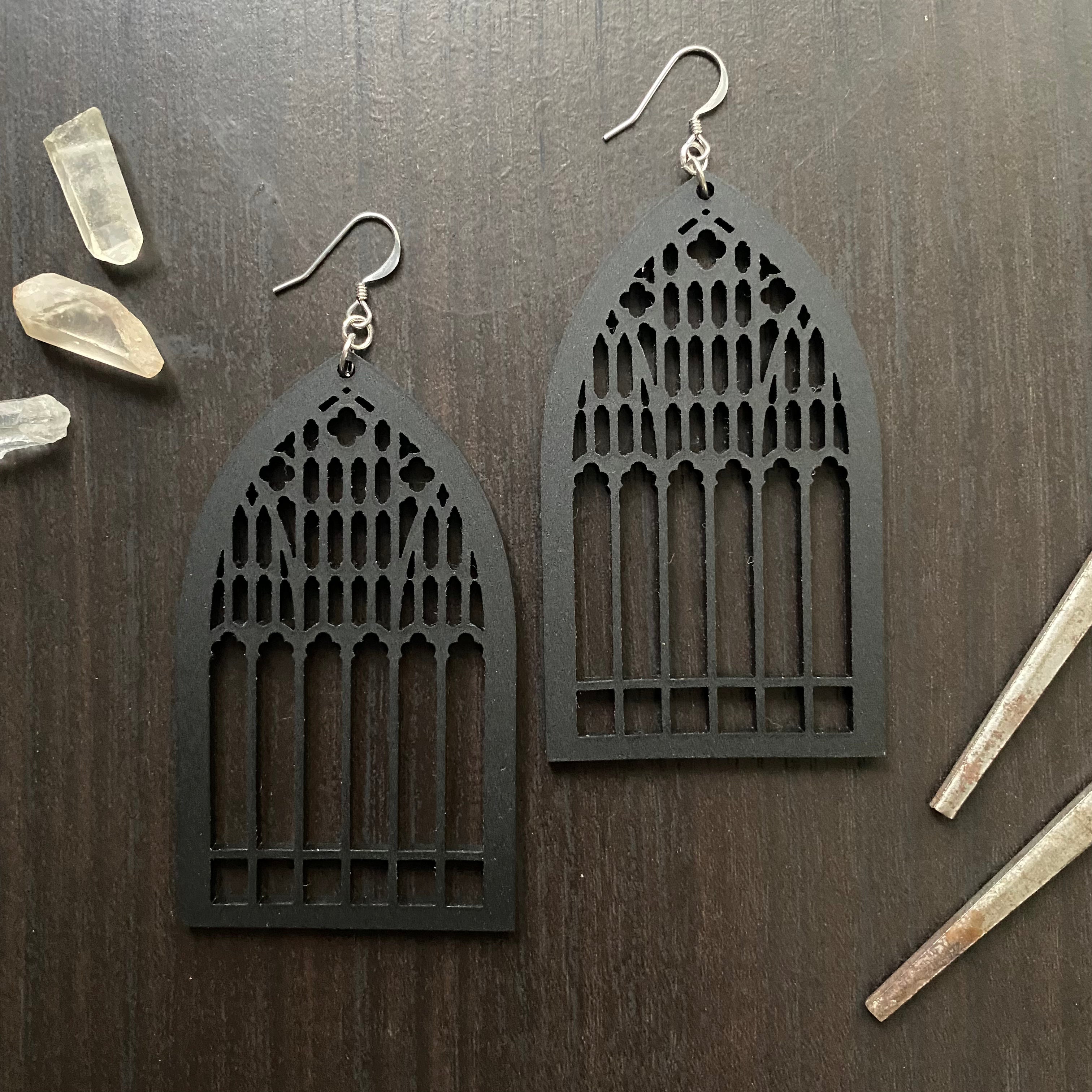 Boucles d’oreilles acryliques de fenêtre de cathédrale de Salem