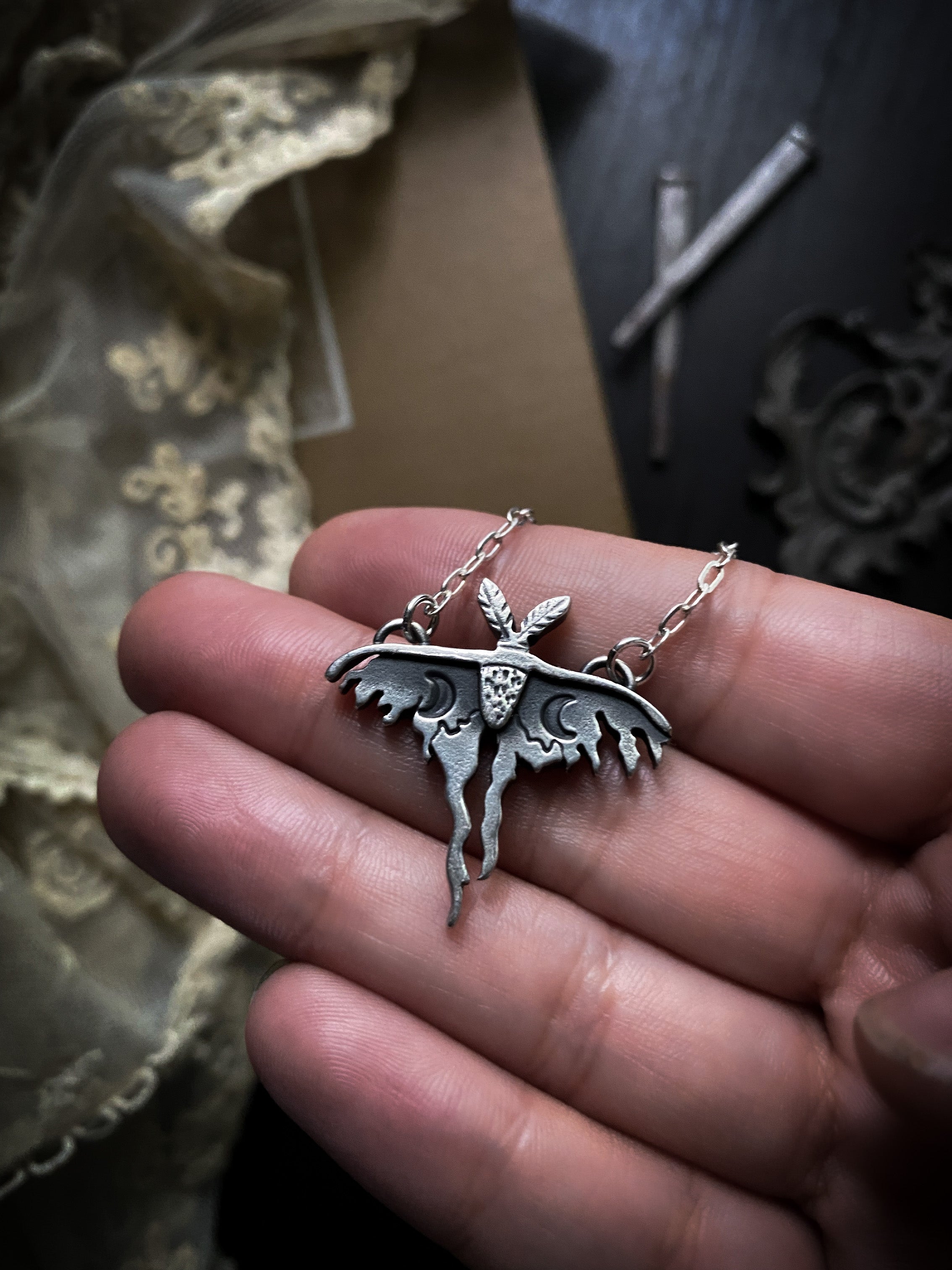 Luna Moth lg. necklace — Bamboo Jewelry